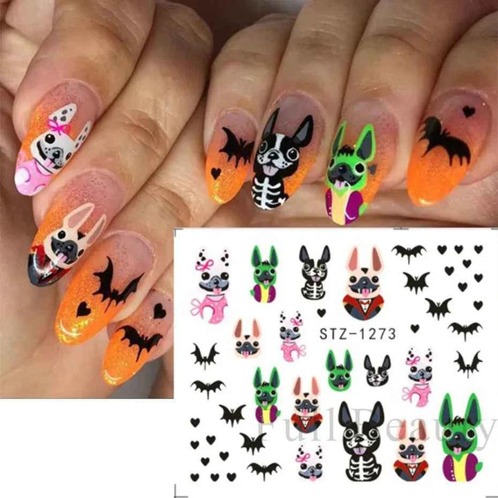 Halloween Nail Decals - Evil Pumpkin- Ghost- Bat-Spider Web - LADIESBELLA