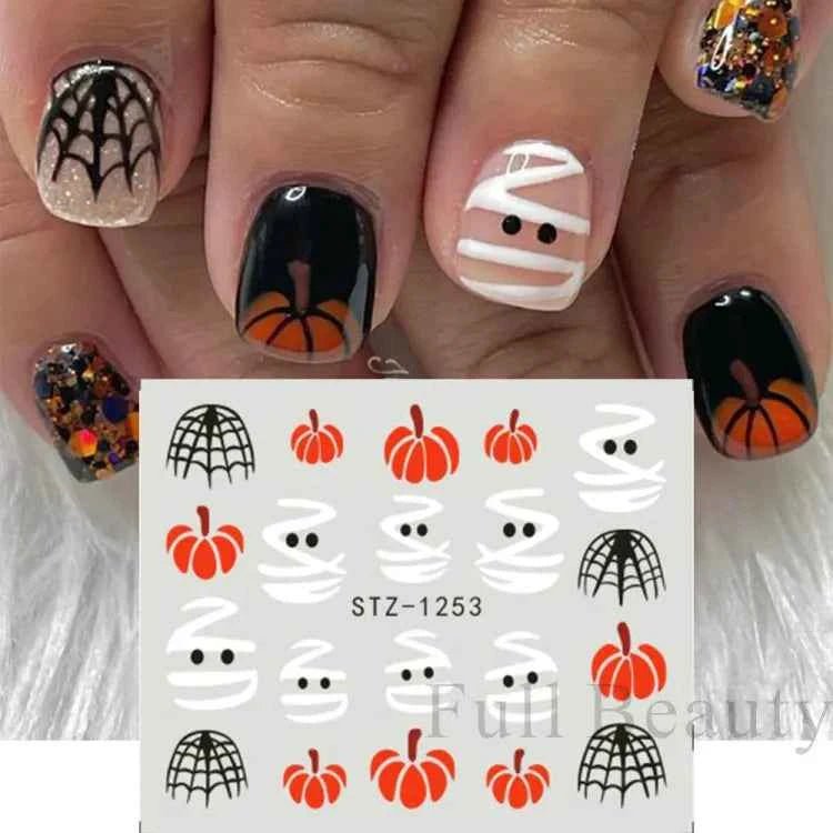Halloween Nail Decals - Evil Pumpkin- Ghost- Bat-Spider Web - LADIESBELLA