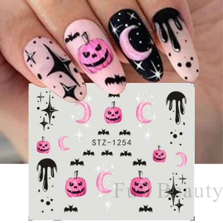 Halloween Nail Decals - Evil Pumpkin- Ghost- Bat-Spider Web - LADIESBELLA