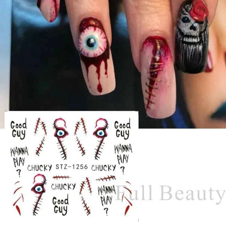 Halloween Nail Decals - Evil Pumpkin- Ghost- Bat-Spider Web - LADIESBELLA