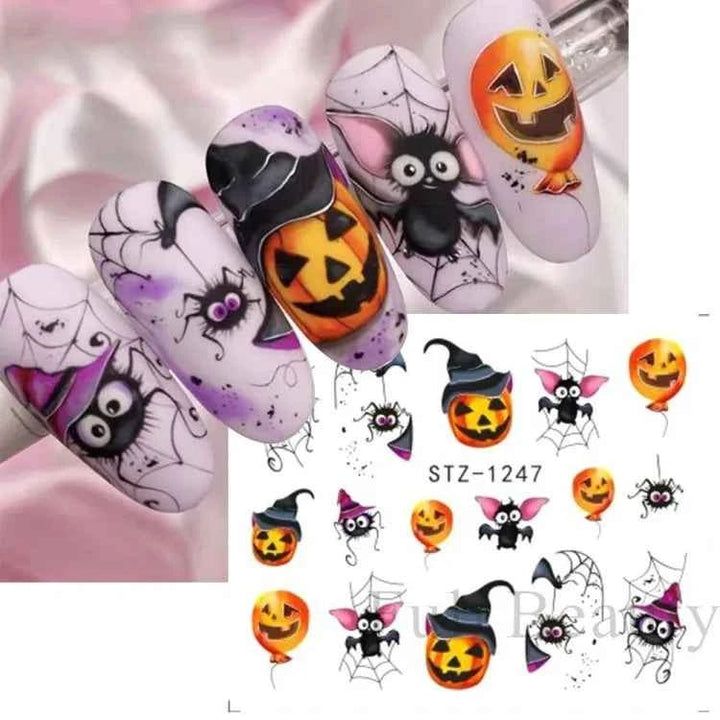 Halloween Nail Decals - Evil Pumpkin- Ghost- Bat-Spider Web - LADIESBELLA