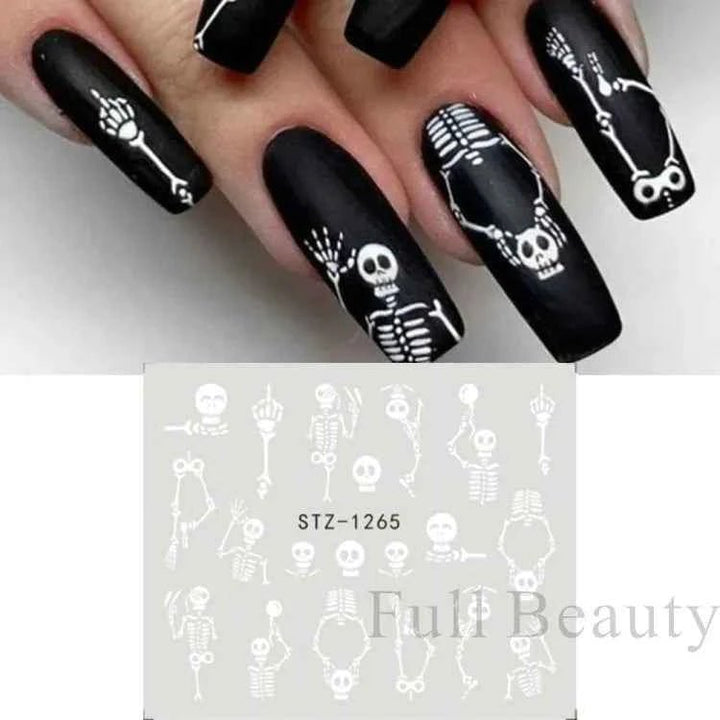 Halloween Nail Decals - Evil Pumpkin- Ghost- Bat-Spider Web - LADIESBELLA
