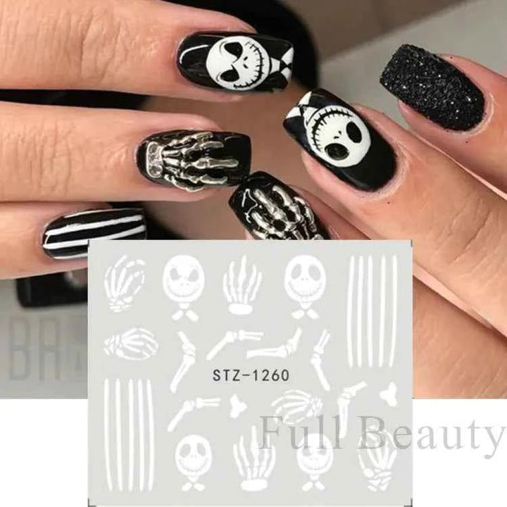 Halloween Nail Decals - Evil Pumpkin- Ghost- Bat-Spider Web - LADIESBELLA