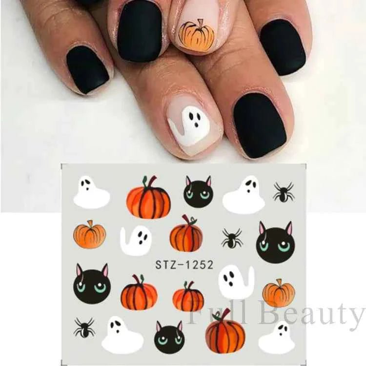 Halloween Nail Decals - Evil Pumpkin- Ghost- Bat-Spider Web - LADIESBELLA