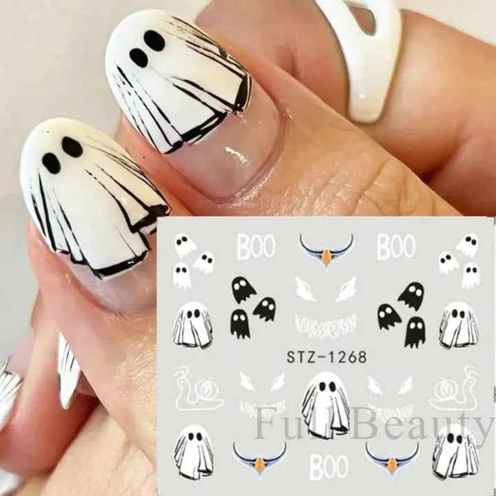 Halloween Nail Decals - Evil Pumpkin- Ghost- Bat-Spider Web - LADIESBELLA
