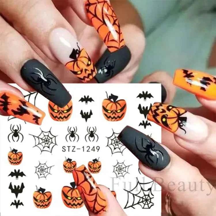 Halloween Nail Decals - Evil Pumpkin- Ghost- Bat-Spider Web - LADIESBELLA