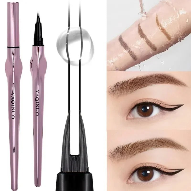 2Points Eyebrow Pencil Long Lasting Easy To Grip Eyebrow Tattoo Waterproof Thin Liquid Lying Silkworm Brow Pen Korean Makeup - LADIESBELLA