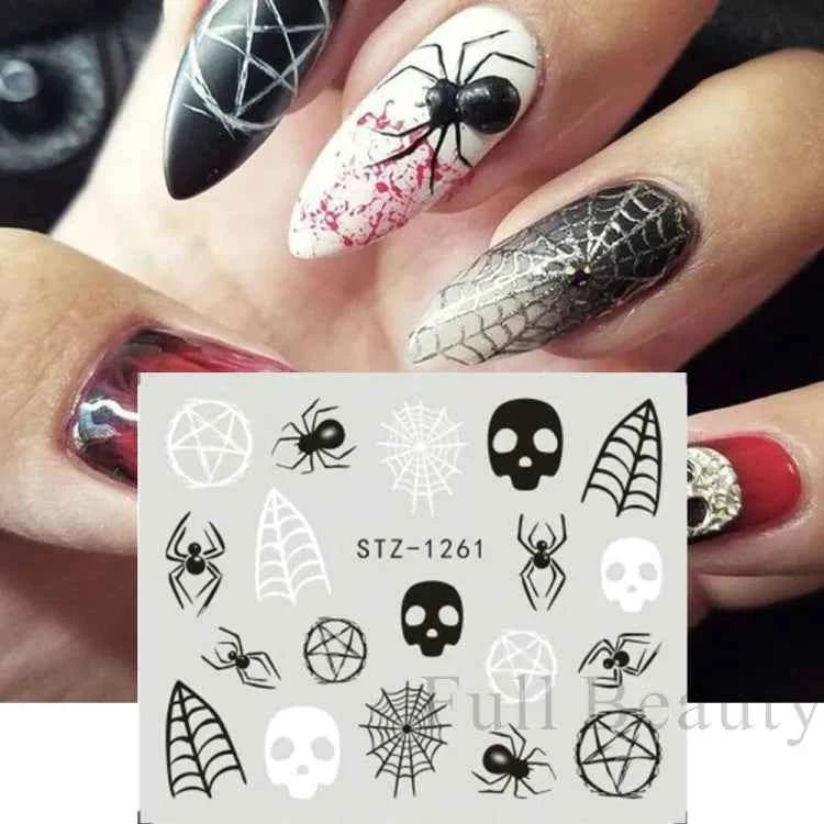 Halloween Nail Decals - Evil Pumpkin- Ghost- Bat-Spider Web - LADIESBELLA
