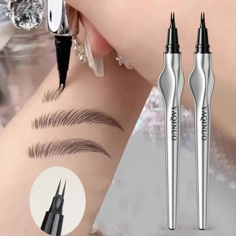 2Points Eyebrow Pencil Long Lasting Easy To Grip Eyebrow Tattoo Waterproof Thin Liquid Lying Silkworm Brow Pen Korean Makeup - LADIESBELLA