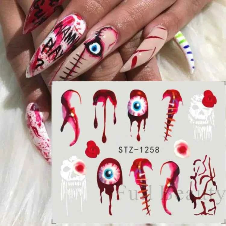 Halloween Nail Decals - Evil Pumpkin- Ghost- Bat-Spider Web - LADIESBELLA