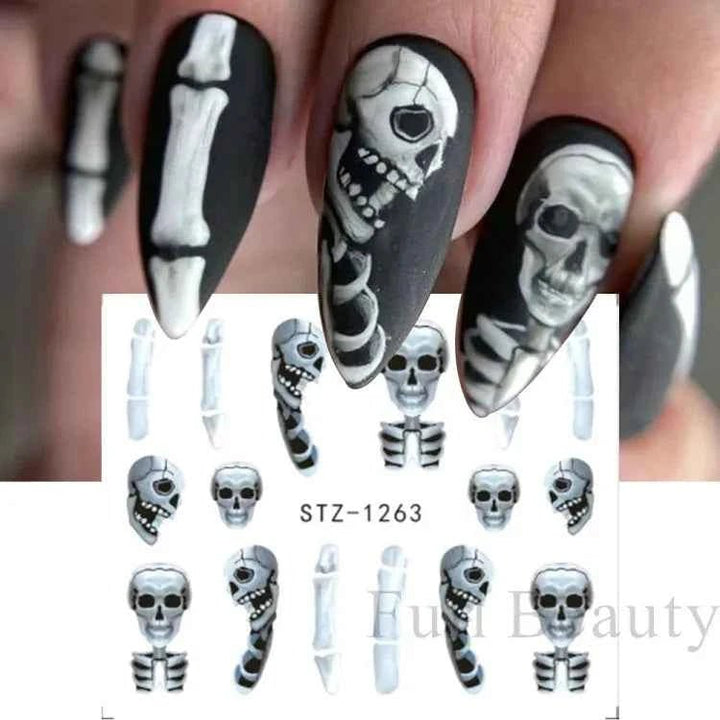 Halloween Nail Decals - Evil Pumpkin- Ghost- Bat-Spider Web - LADIESBELLA