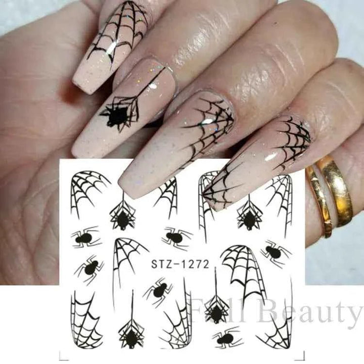 Halloween Nail Decals - Evil Pumpkin- Ghost- Bat-Spider Web - LADIESBELLA
