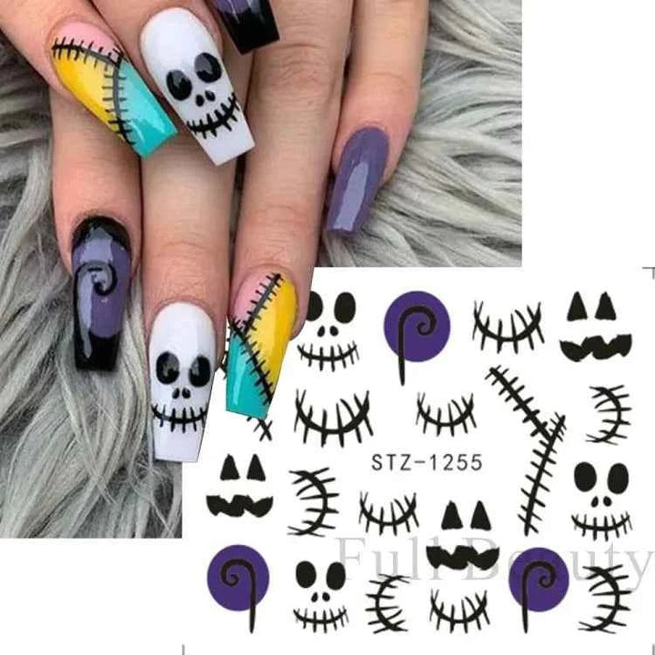 Halloween Nail Decals - Evil Pumpkin- Ghost- Bat-Spider Web - LADIESBELLA