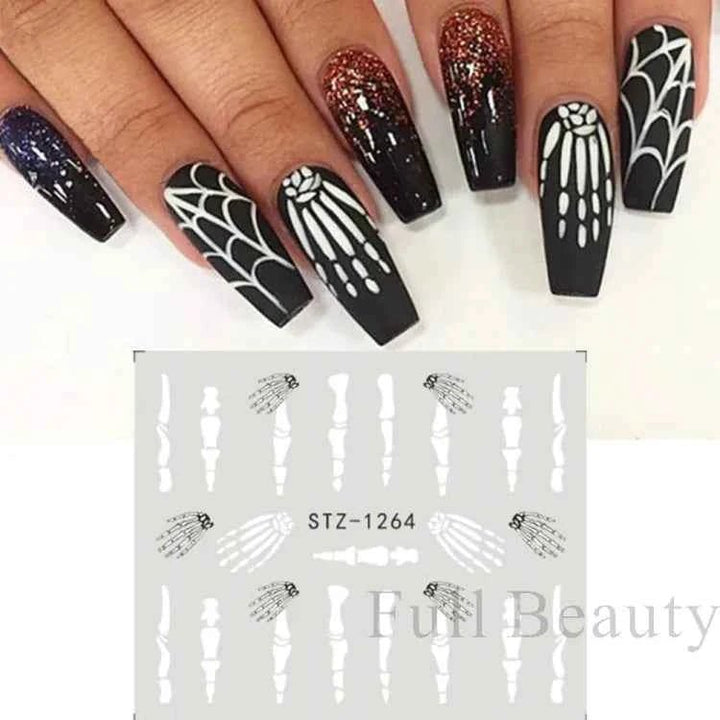 Halloween Nail Decals - Evil Pumpkin- Ghost- Bat-Spider Web - LADIESBELLA