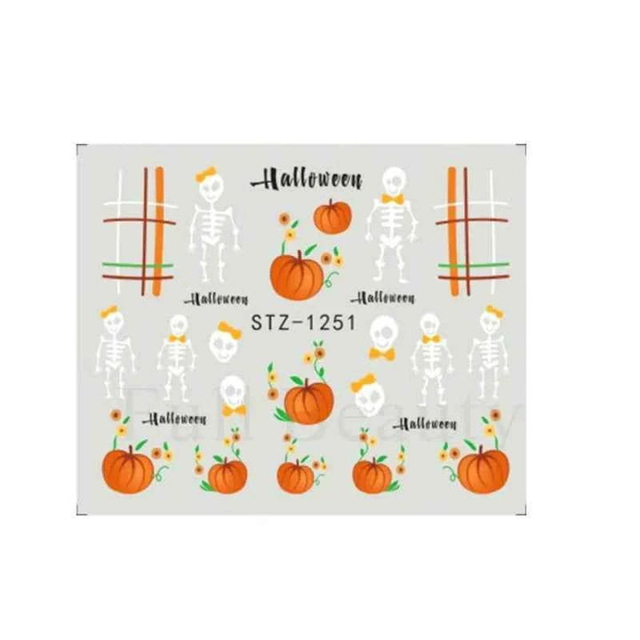 Halloween Nail Decals - Evil Pumpkin- Ghost- Bat-Spider Web - LADIESBELLA
