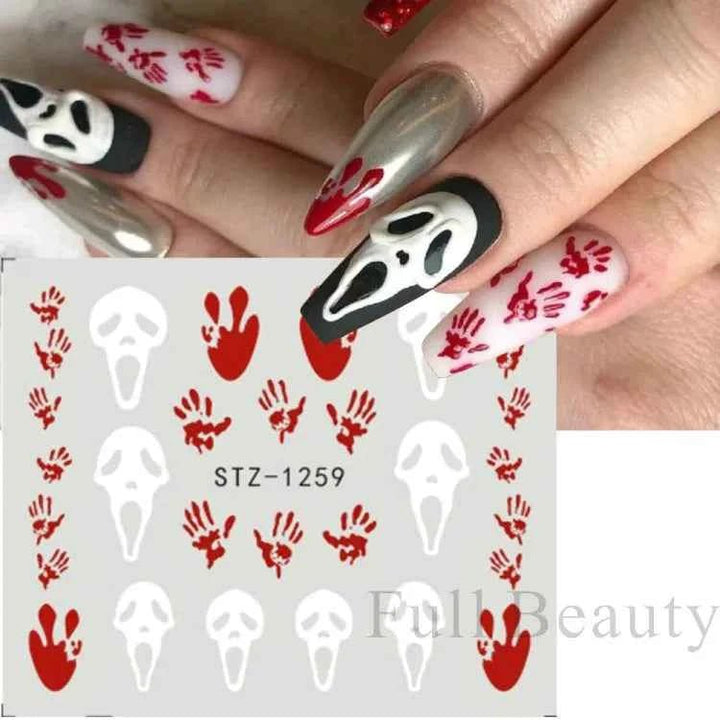 Halloween Nail Decals - Evil Pumpkin- Ghost- Bat-Spider Web - LADIESBELLA