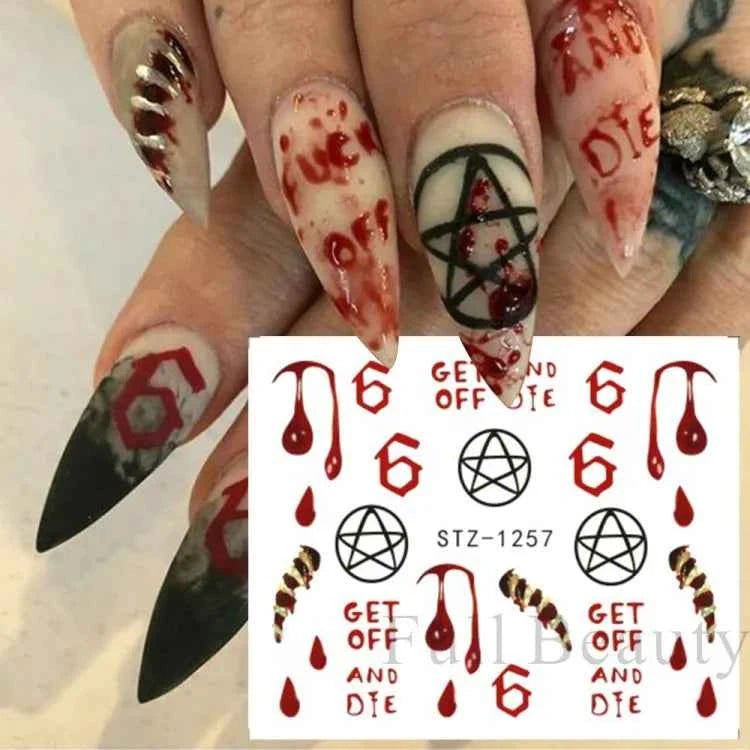 Halloween Nail Decals - Evil Pumpkin- Ghost- Bat-Spider Web - LADIESBELLA