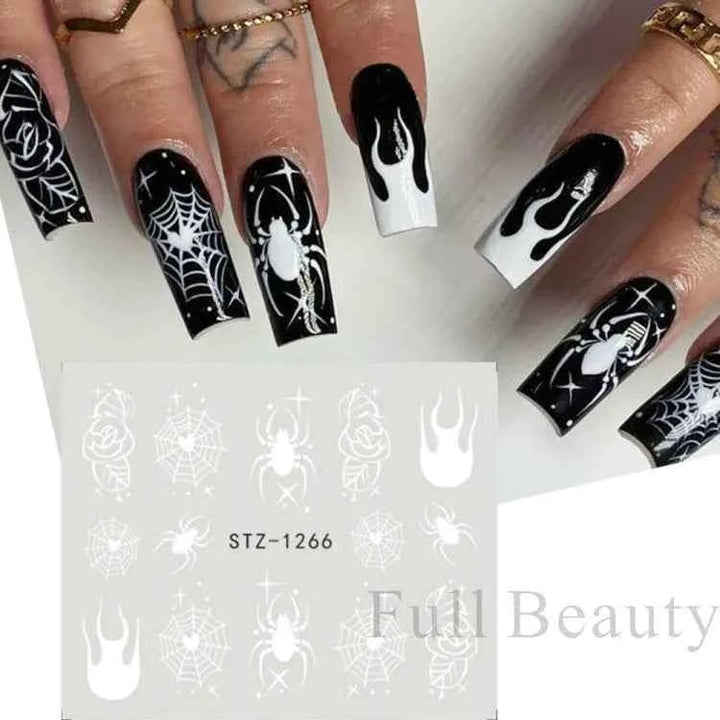Halloween Nail Decals - Evil Pumpkin- Ghost- Bat-Spider Web - LADIESBELLA